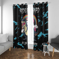 Christmas Dinosaur Unicorn Window Curtain Ride Hard or Go Home - Wonder Print Shop