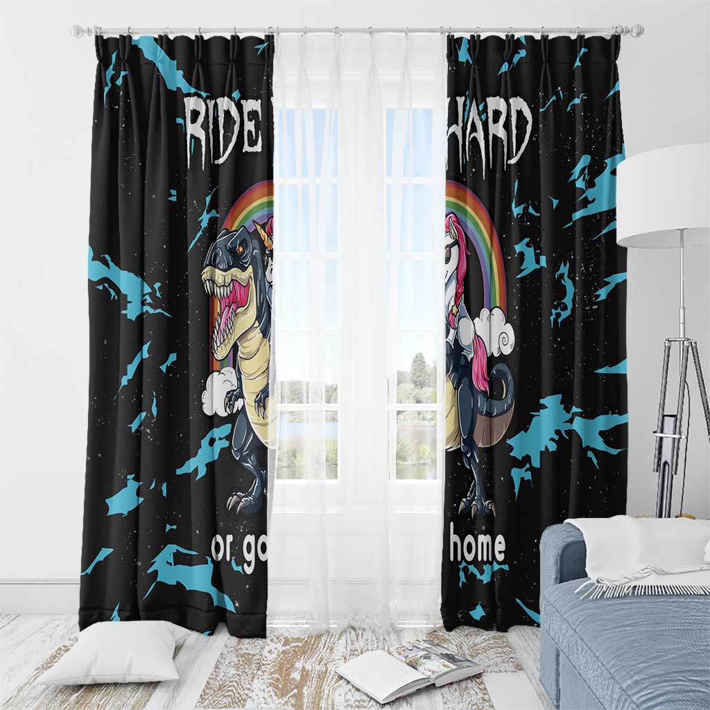 Christmas Dinosaur Unicorn Window Curtain Ride Hard or Go Home - Wonder Print Shop