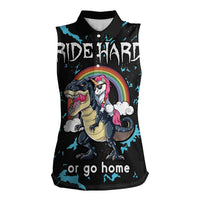 Christmas Dinosaur Unicorn Women Sleeveless Polo Shirt Ride Hard or Go Home - Wonder Print Shop