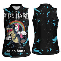 Christmas Dinosaur Unicorn Women Sleeveless Polo Shirt Ride Hard or Go Home - Wonder Print Shop