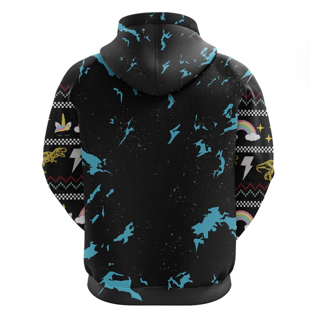 Christmas Dinosaur Unicorn Zip Hoodie Ride Hard or Go Home - Wonder Print Shop