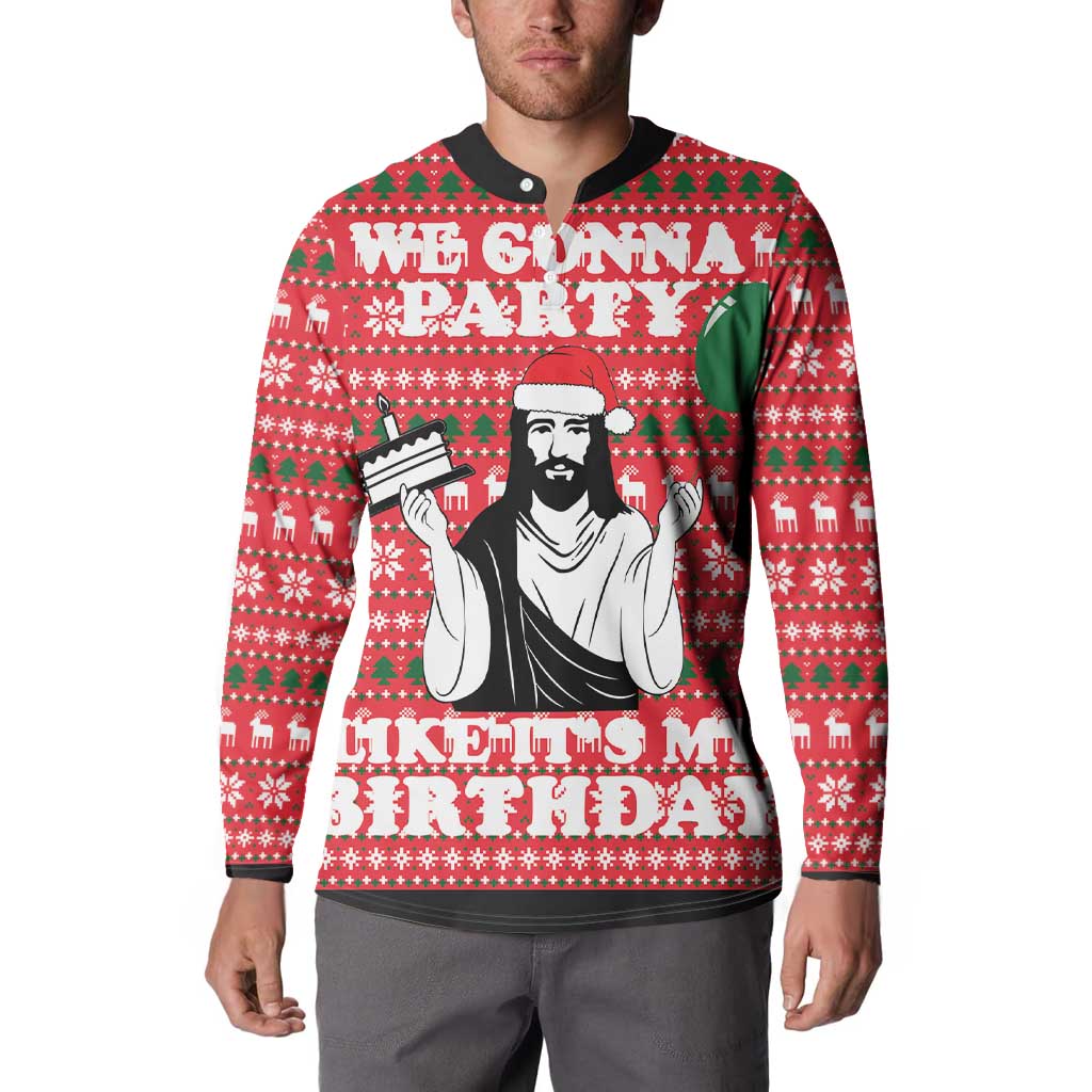 Christian Party Button Sweatshirt God Christmas It's My Birthday - Wonder Print Shop