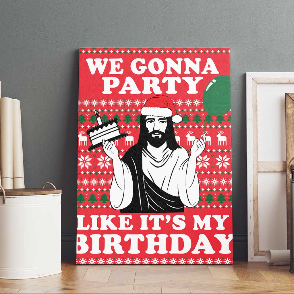 Christian Party Canvas Wall Art God Christmas It's My Birthday - Wonder Print Shop