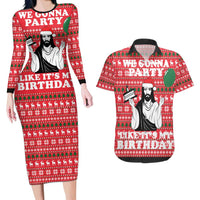 Christian Party Couples Matching Long Sleeve Bodycon Dress and Hawaiian Shirt God Christmas It's My Birthday - Wonder Print Shop