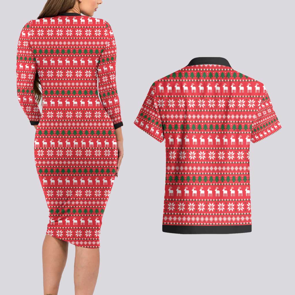 Christian Party Couples Matching Long Sleeve Bodycon Dress and Hawaiian Shirt God Christmas It's My Birthday - Wonder Print Shop
