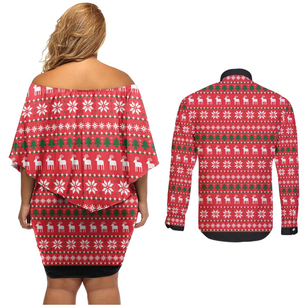Christian Party Couples Matching Off Shoulder Short Dress and Long Sleeve Button Shirt God Christmas It's My Birthday - Wonder Print Shop