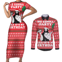 Christian Party Couples Matching Short Sleeve Bodycon Dress and Long Sleeve Button Shirt God Christmas It's My Birthday - Wonder Print Shop