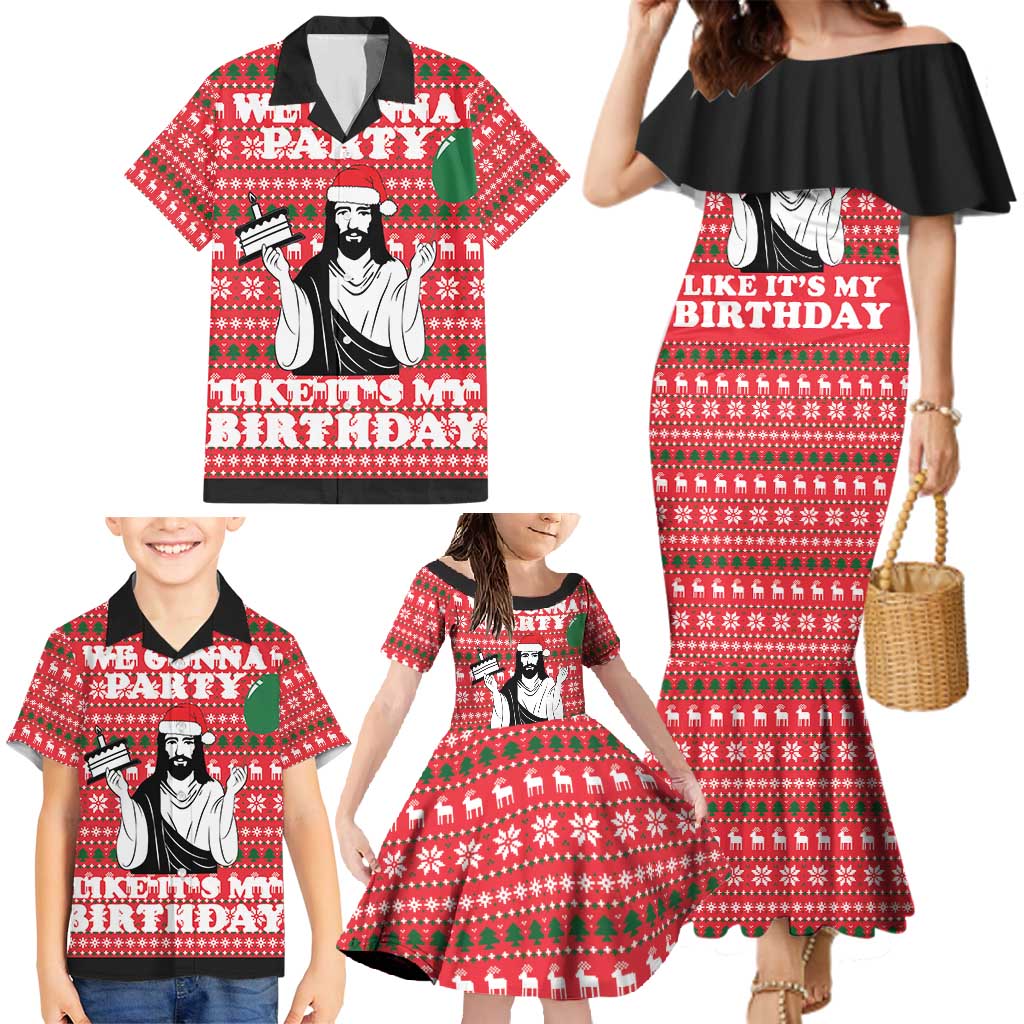 Christian Party Family Matching Mermaid Dress and Hawaiian Shirt God Christmas It's My Birthday - Wonder Print Shop