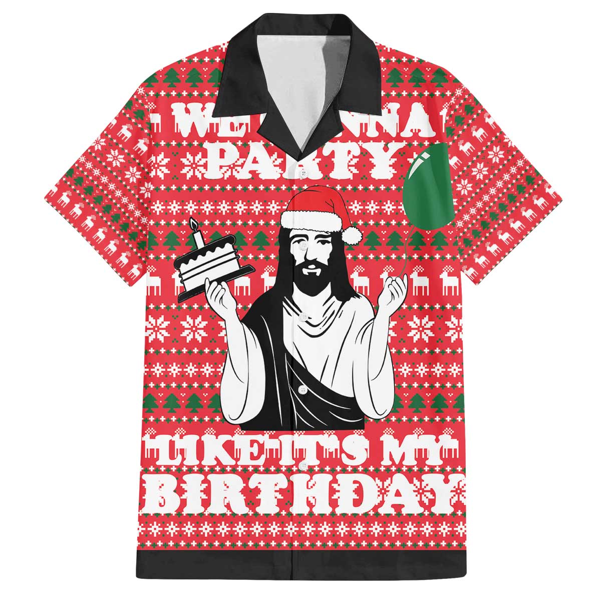 Christian Party Family Matching Off The Shoulder Long Sleeve Dress and Hawaiian Shirt God Christmas It's My Birthday - Wonder Print Shop