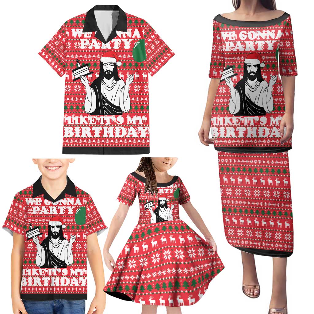 Christian Party Family Matching Puletasi and Hawaiian Shirt God Christmas It's My Birthday - Wonder Print Shop