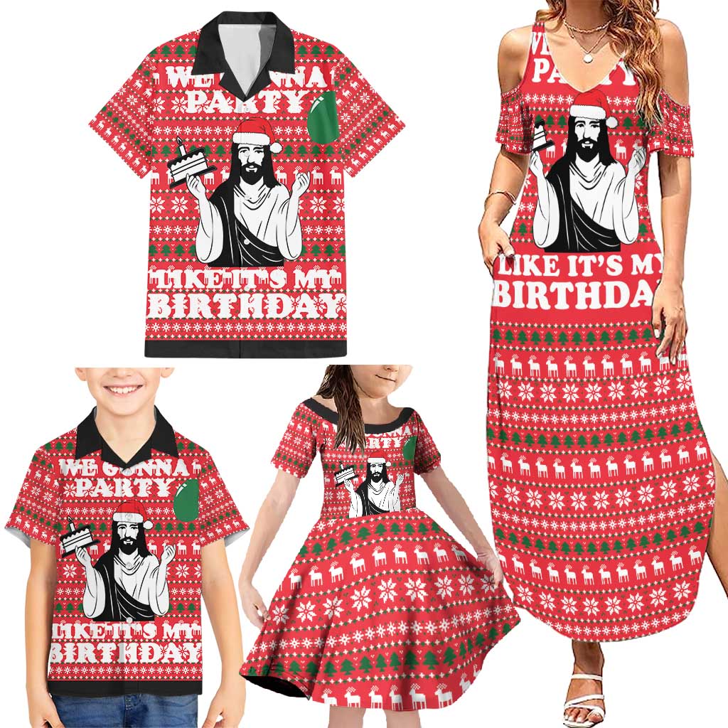 Christian Party Family Matching Summer Maxi Dress and Hawaiian Shirt God Christmas It's My Birthday - Wonder Print Shop