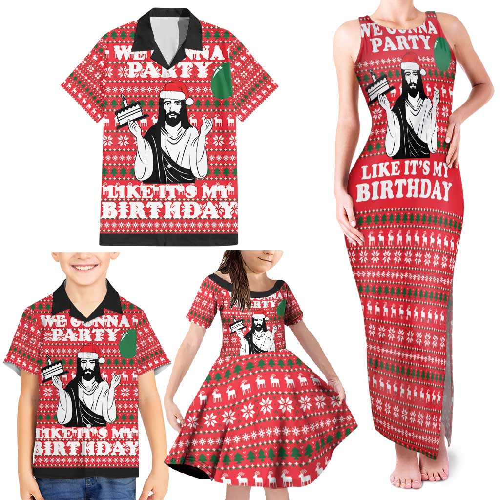 Christian Party Family Matching Tank Maxi Dress and Hawaiian Shirt God Christmas It's My Birthday - Wonder Print Shop