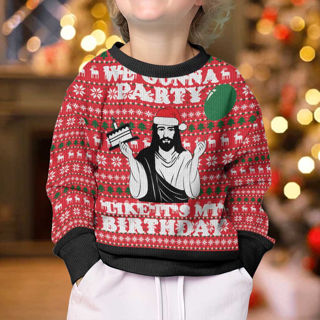 Christian Party Kid Ugly Christmas Sweater God Christmas It's My Birthday - Wonder Print Shop