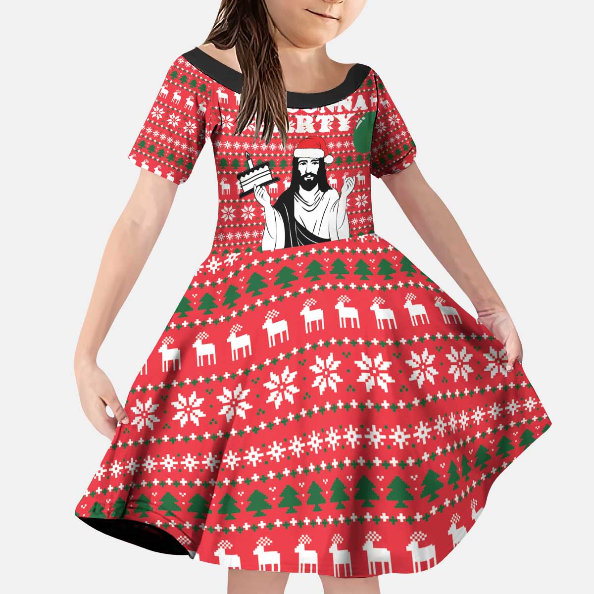 Christian Party Kid Short Sleeve Dress God Christmas It's My Birthday - Wonder Print Shop