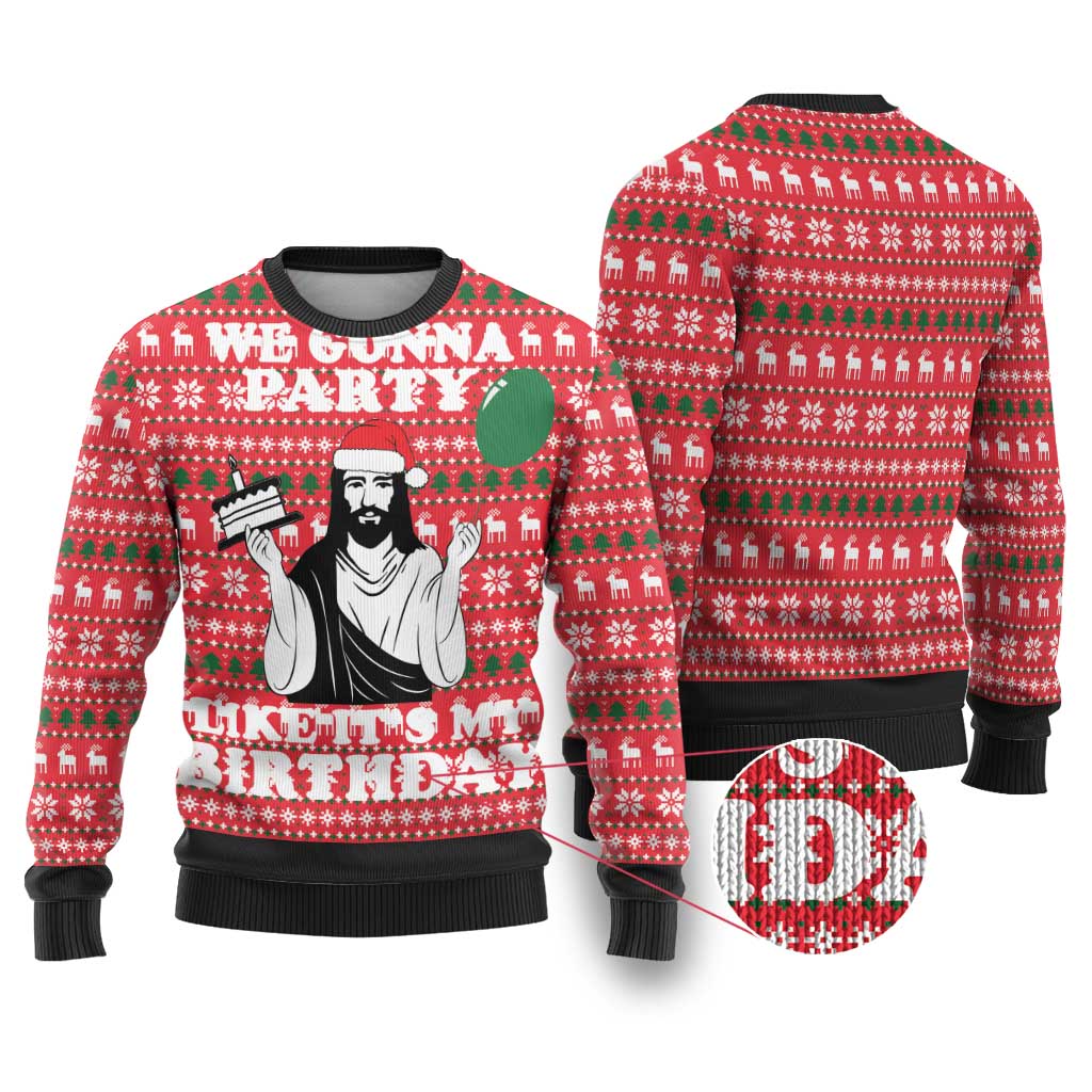 Christian Party Ugly Christmas Sweater God Christmas It's My Birthday - Wonder Print Shop