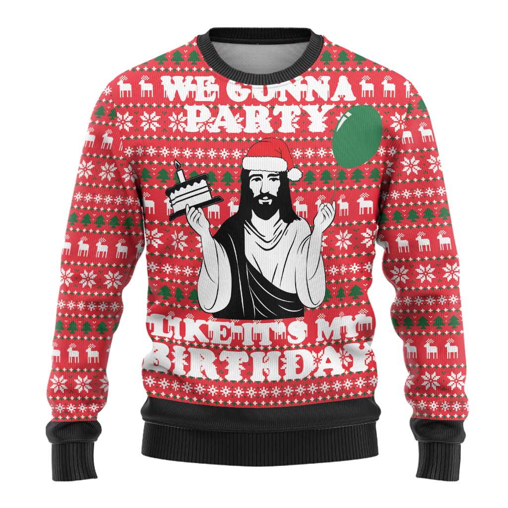 Christian Party Ugly Christmas Sweater God Christmas It's My Birthday - Wonder Print Shop
