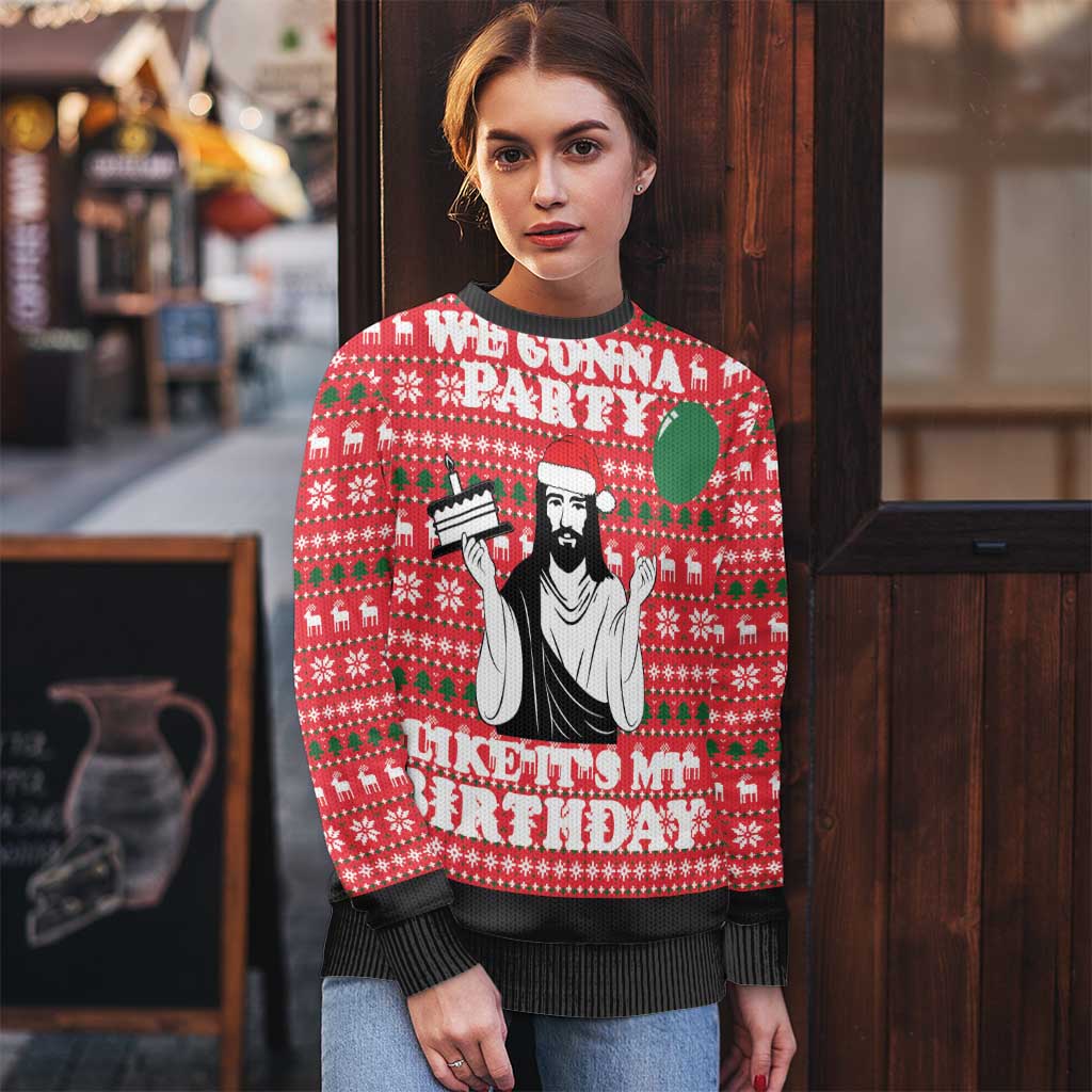 Christian Party Ugly Christmas Sweater God Christmas It's My Birthday - Wonder Print Shop