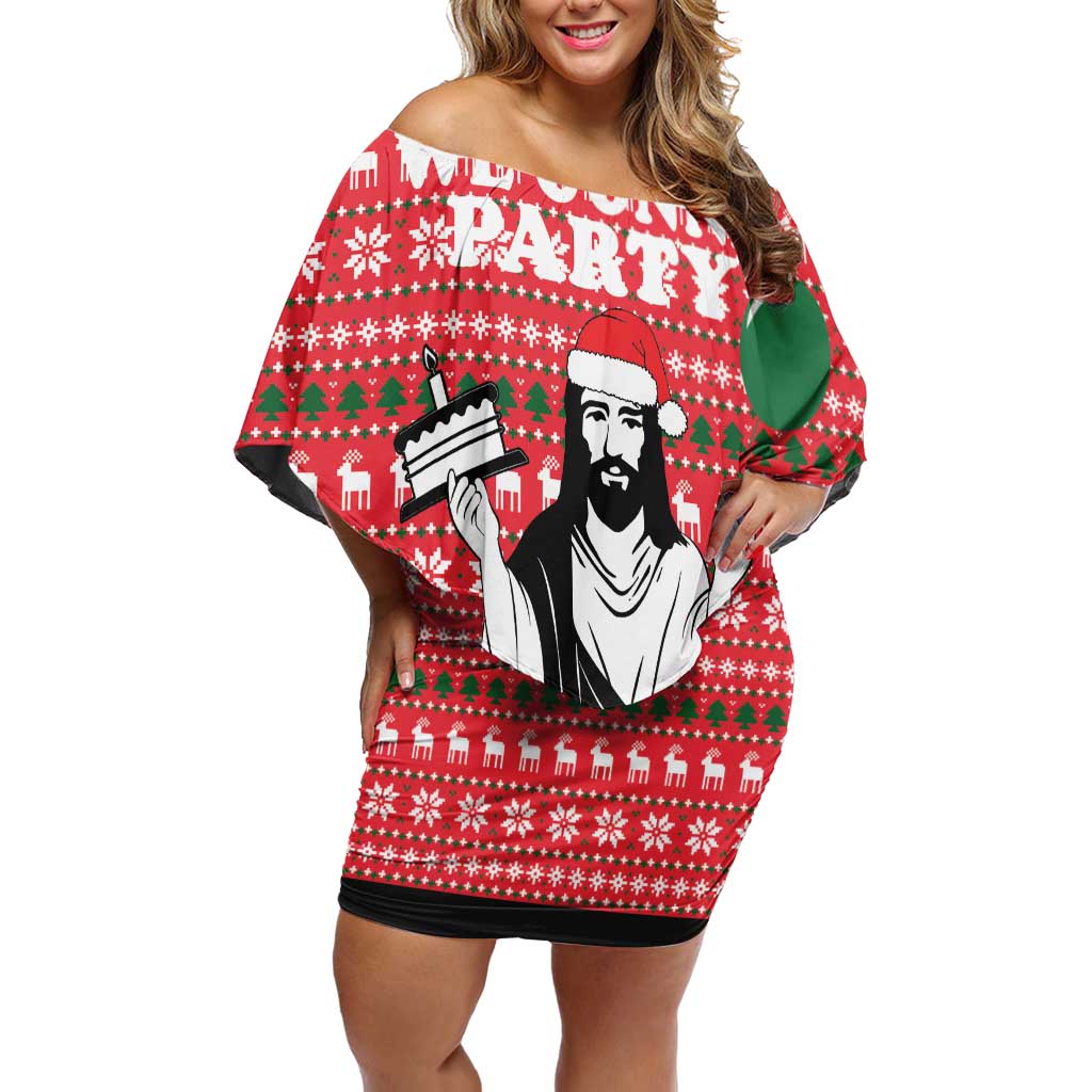 Christian Party Off Shoulder Short Dress God Christmas It's My Birthday - Wonder Print Shop