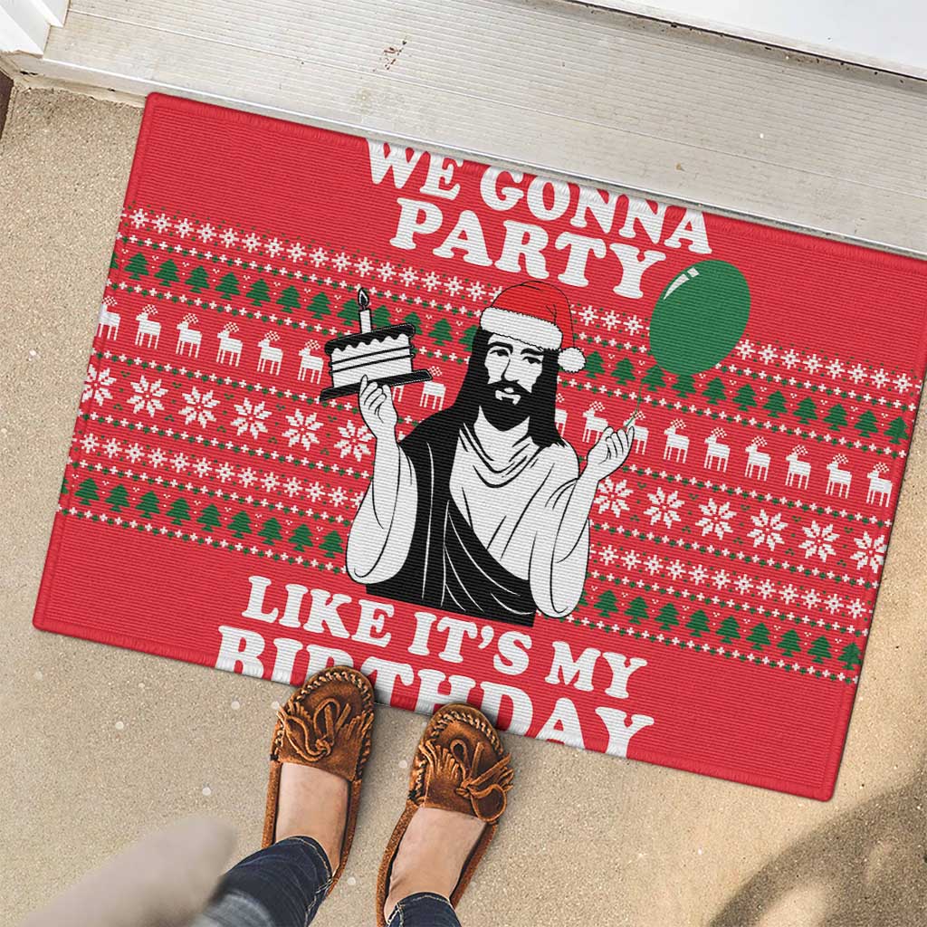 Christian Party Rubber Doormat God Christmas It's My Birthday - Wonder Print Shop