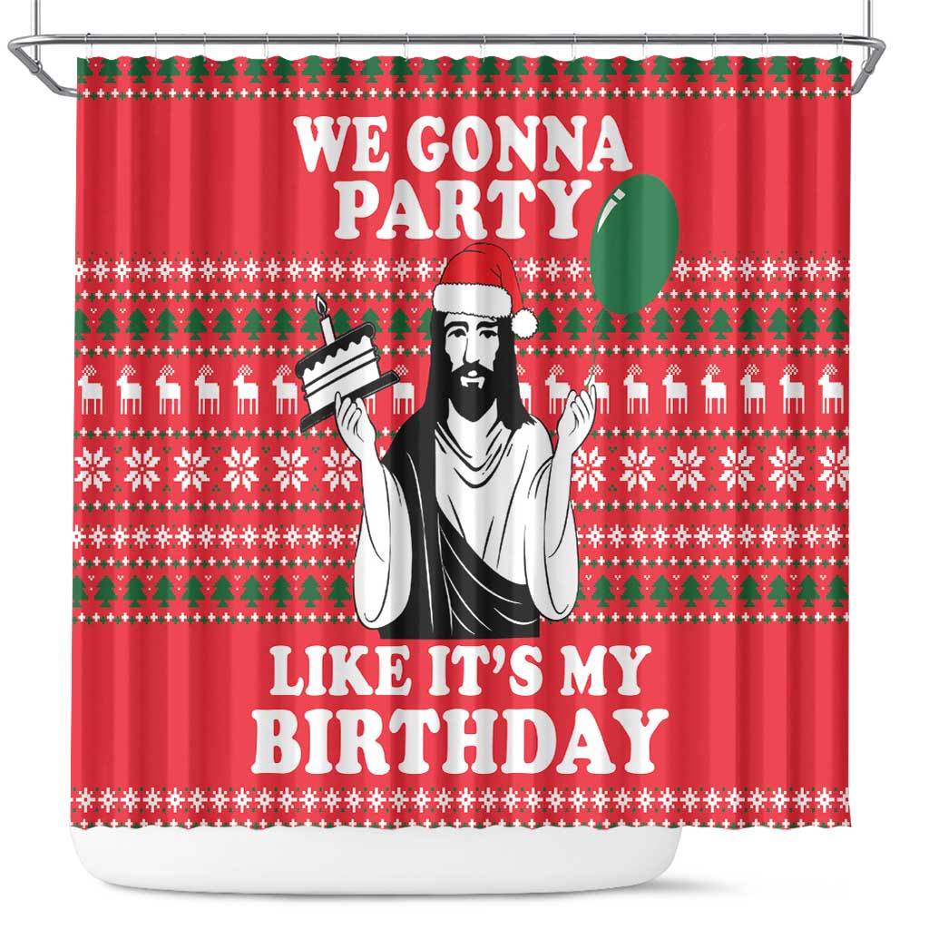 Christian Party Shower Curtain God Christmas It's My Birthday