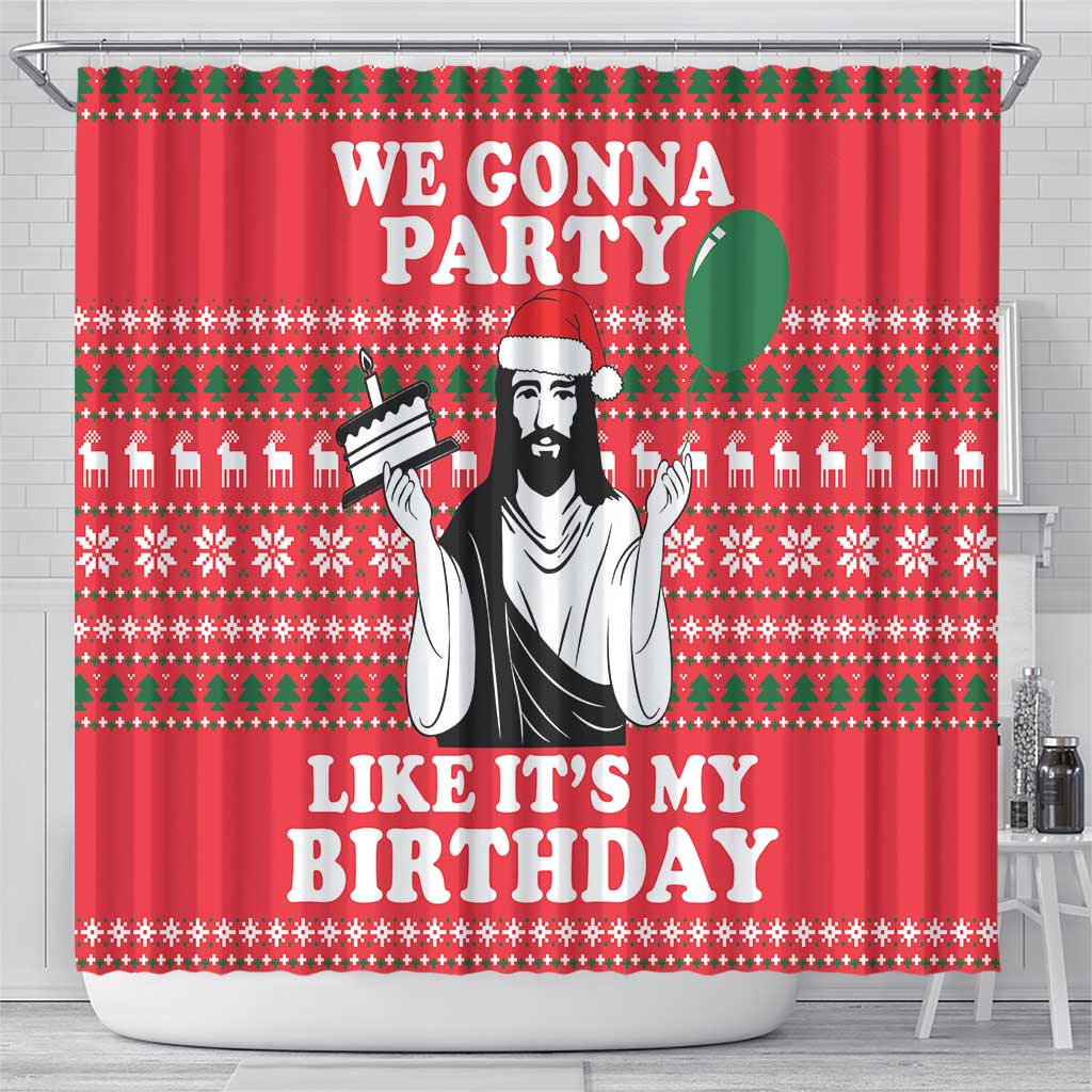 Christian Party Shower Curtain God Christmas It's My Birthday