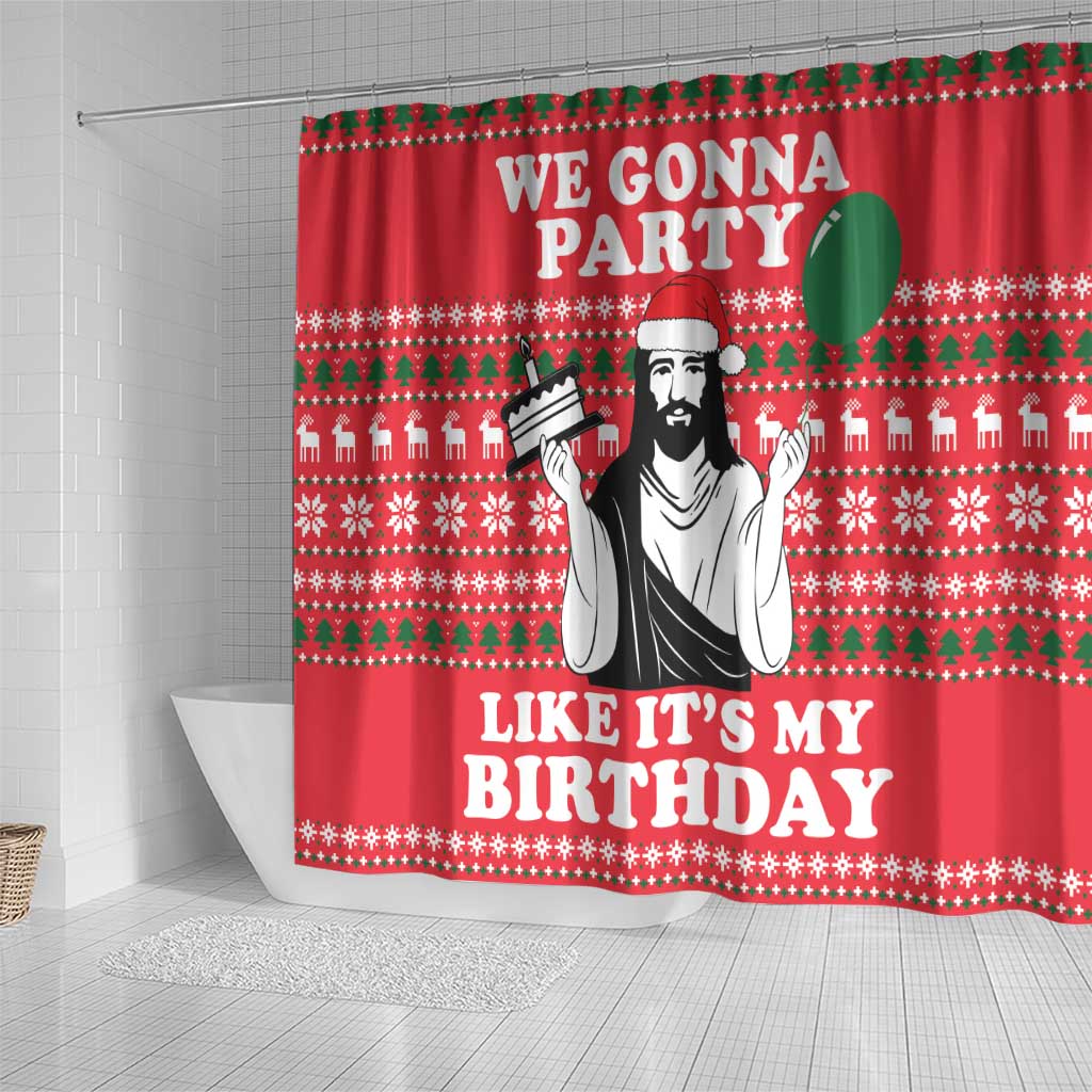 Christian Party Shower Curtain God Christmas It's My Birthday