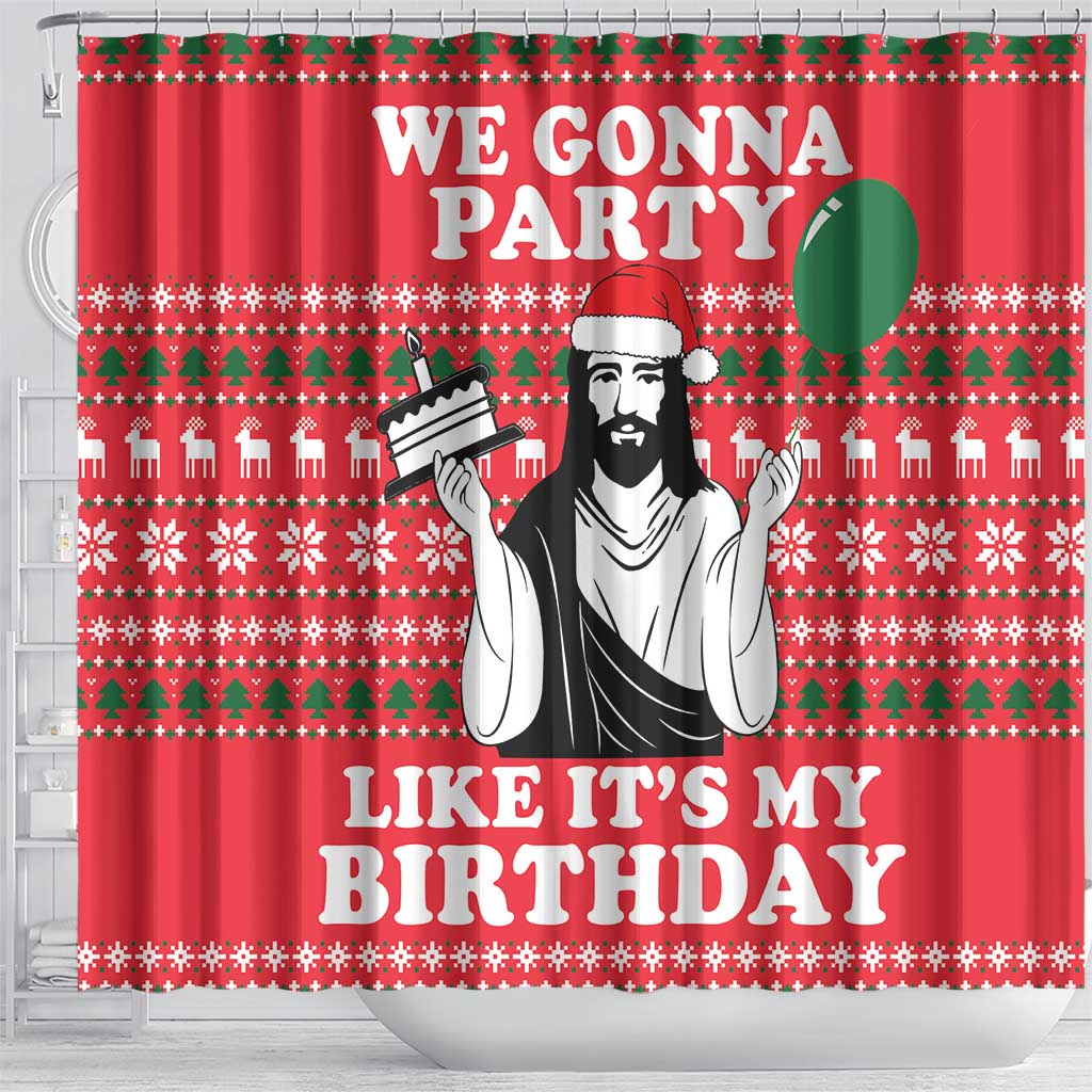 Christian Party Shower Curtain God Christmas It's My Birthday