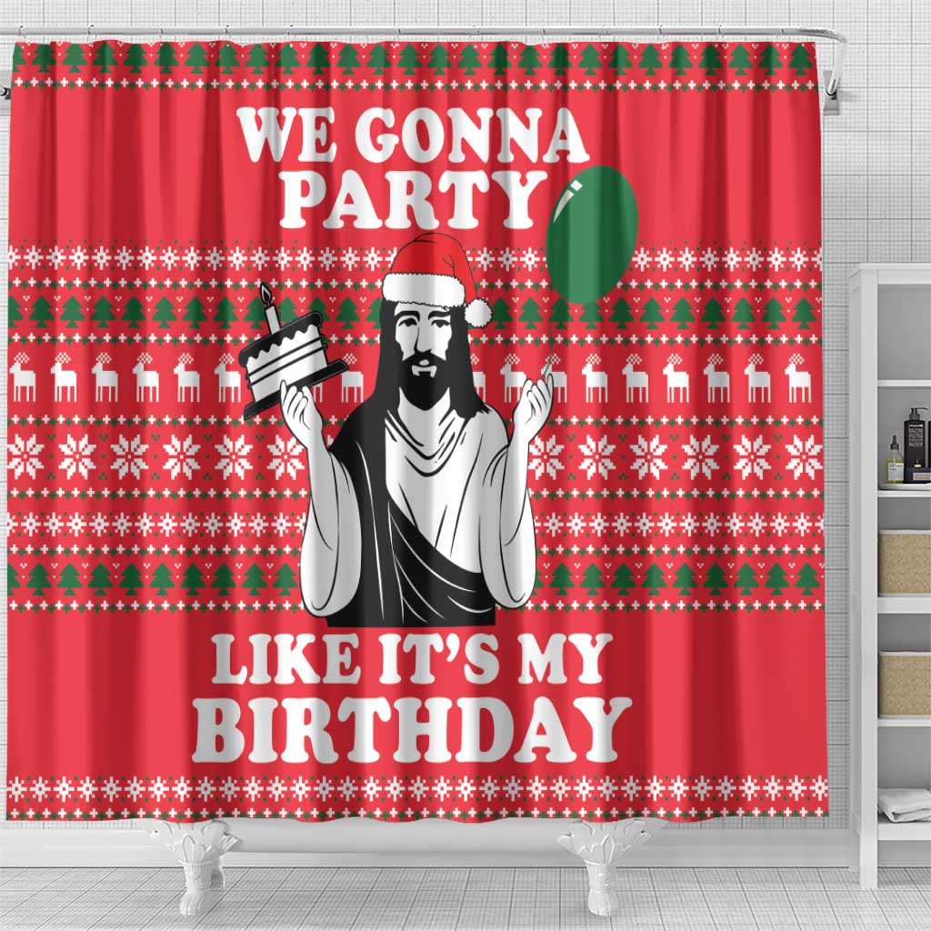 Christian Party Shower Curtain God Christmas It's My Birthday