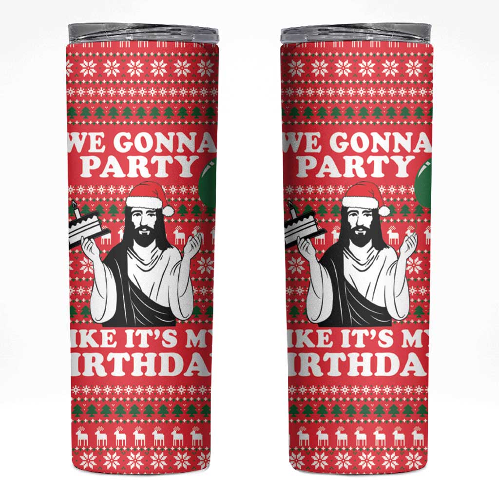 Christian Party Skinny Tumbler God Christmas It's My Birthday - Wonder Print Shop