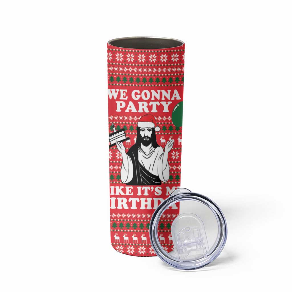 Christian Party Skinny Tumbler God Christmas It's My Birthday - Wonder Print Shop