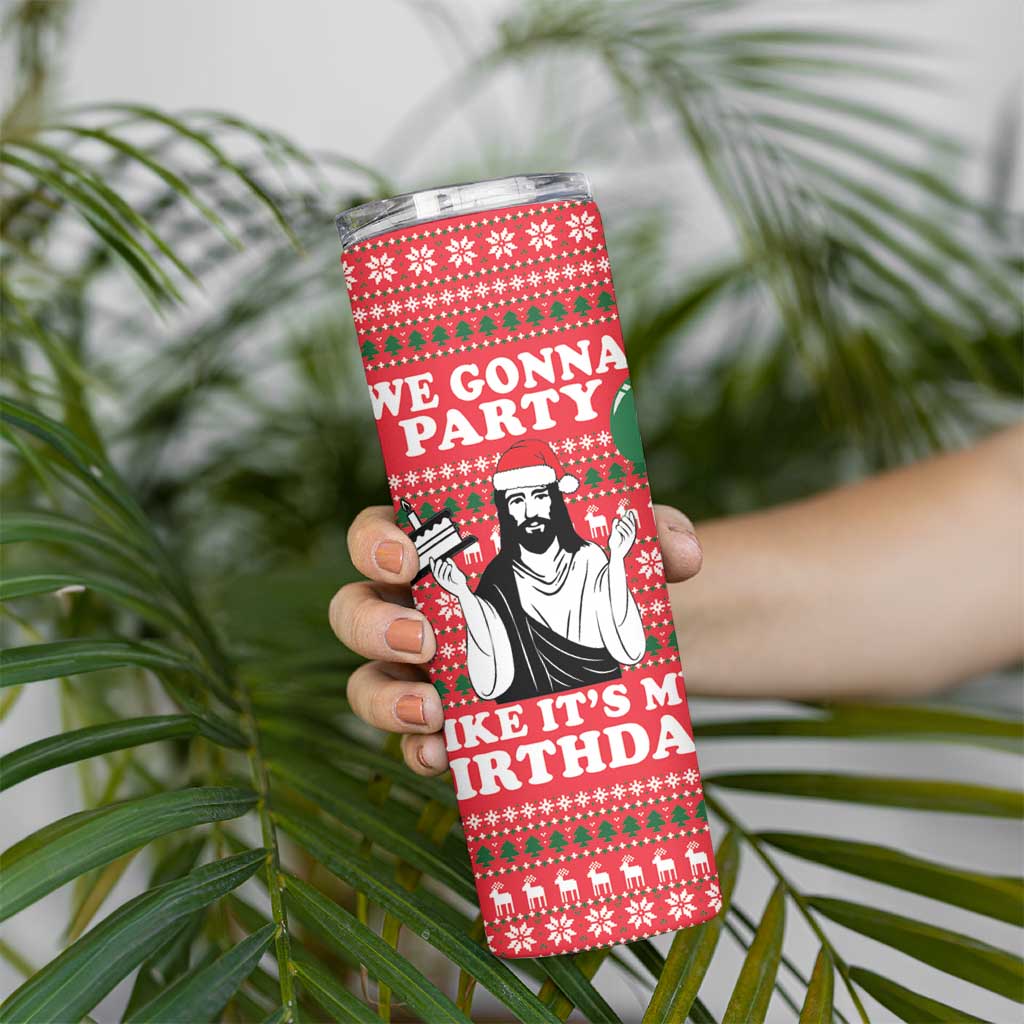 Christian Party Skinny Tumbler God Christmas It's My Birthday - Wonder Print Shop