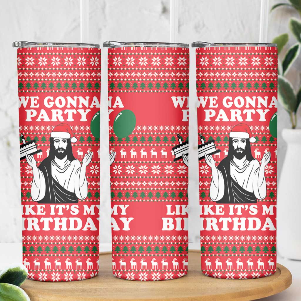 Christian Party Skinny Tumbler God Christmas It's My Birthday - Wonder Print Shop