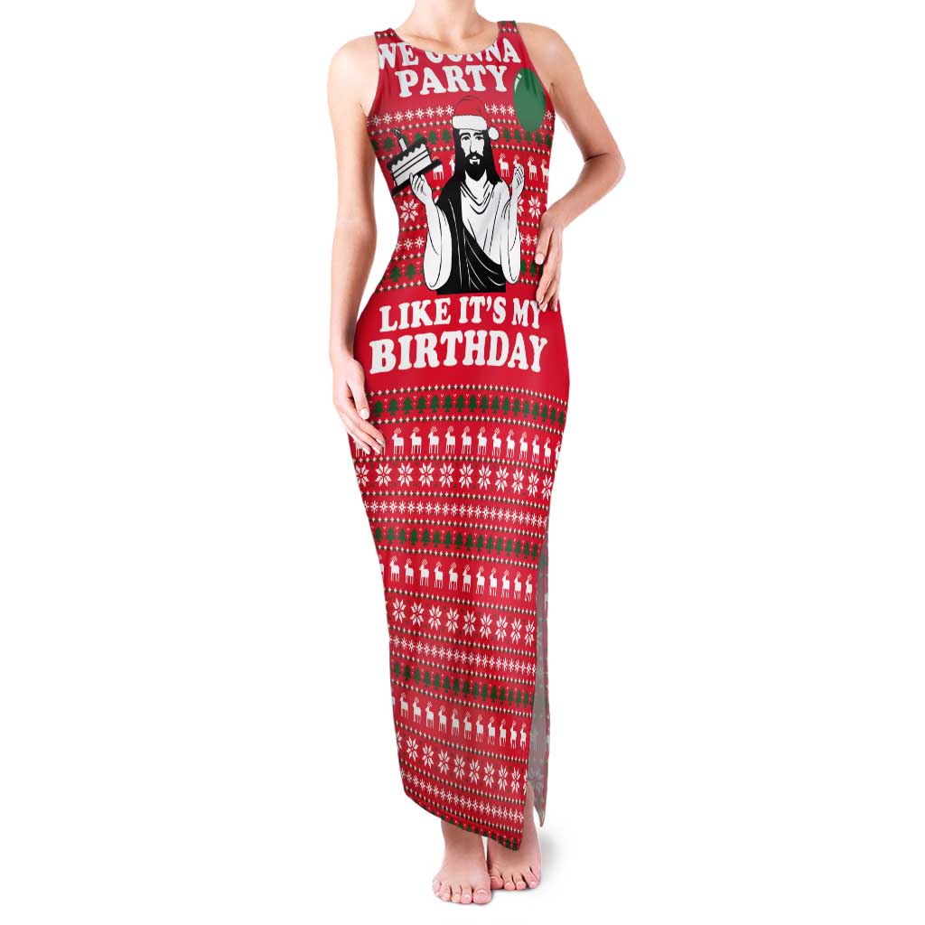 Christian Party Tank Maxi Dress God Christmas It's My Birthday - Wonder Print Shop