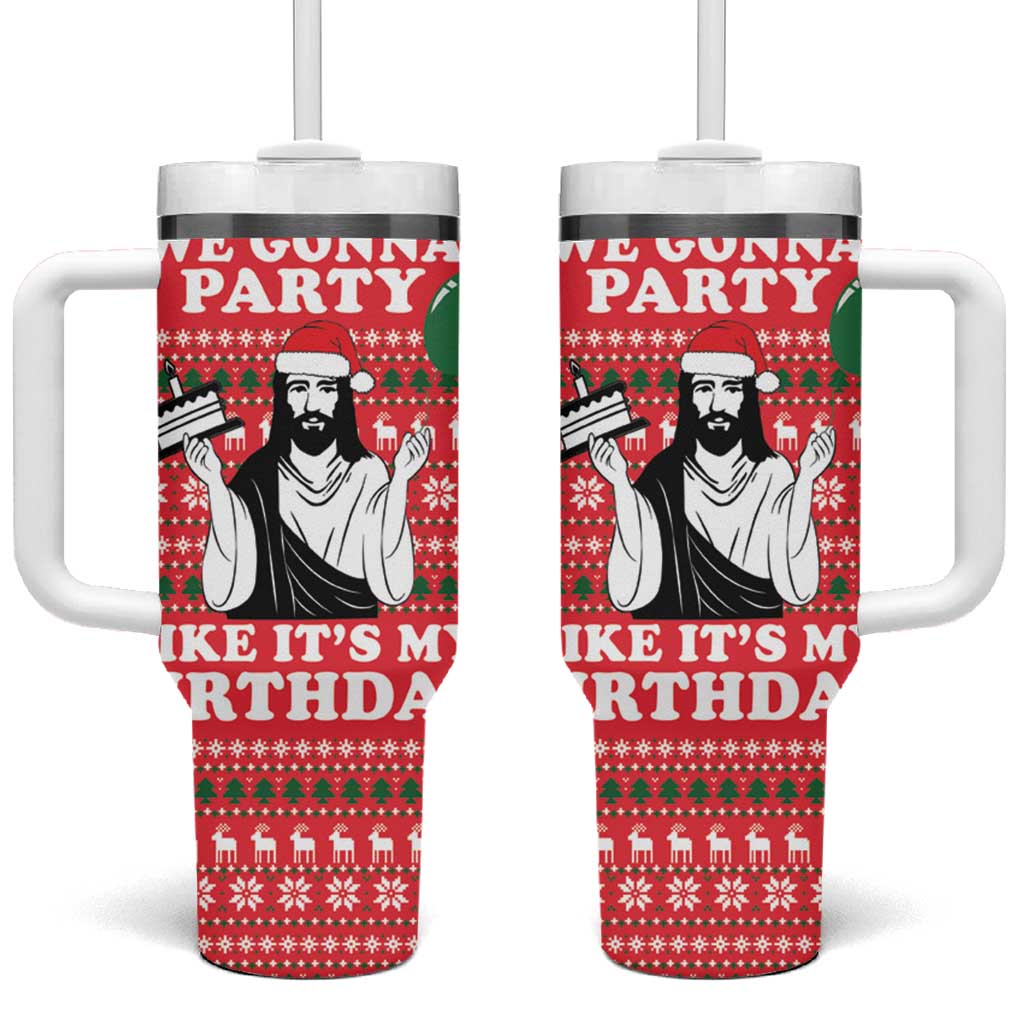 Christian Party Tumbler With Handle God Christmas It's My Birthday - Wonder Print Shop