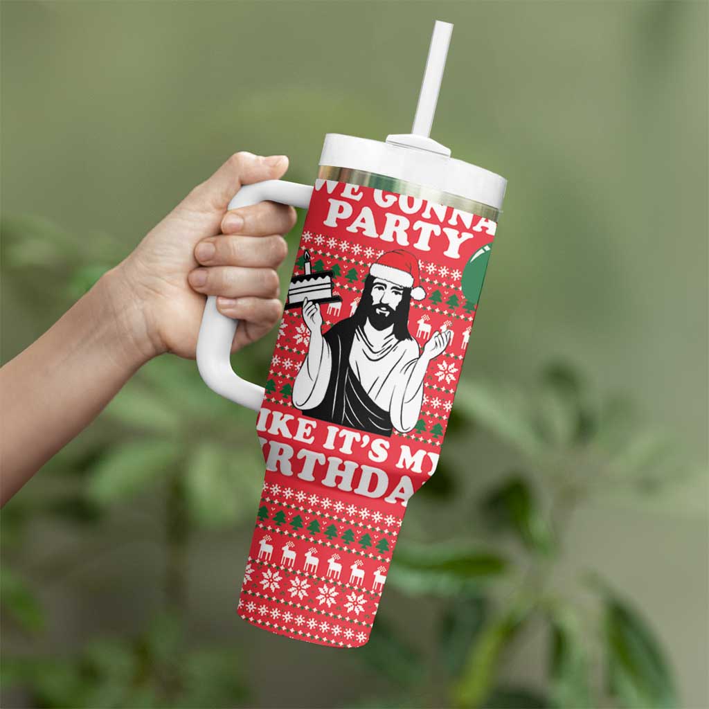 Christian Party Tumbler With Handle God Christmas It's My Birthday - Wonder Print Shop