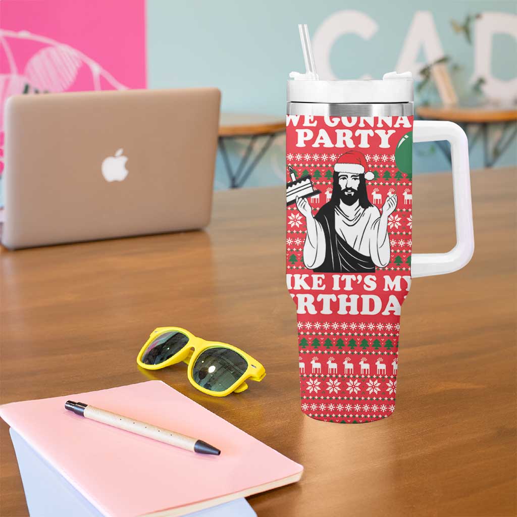 Christian Party Tumbler With Handle God Christmas It's My Birthday - Wonder Print Shop