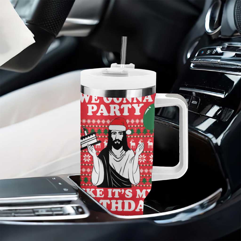 Christian Party Tumbler With Handle God Christmas It's My Birthday - Wonder Print Shop