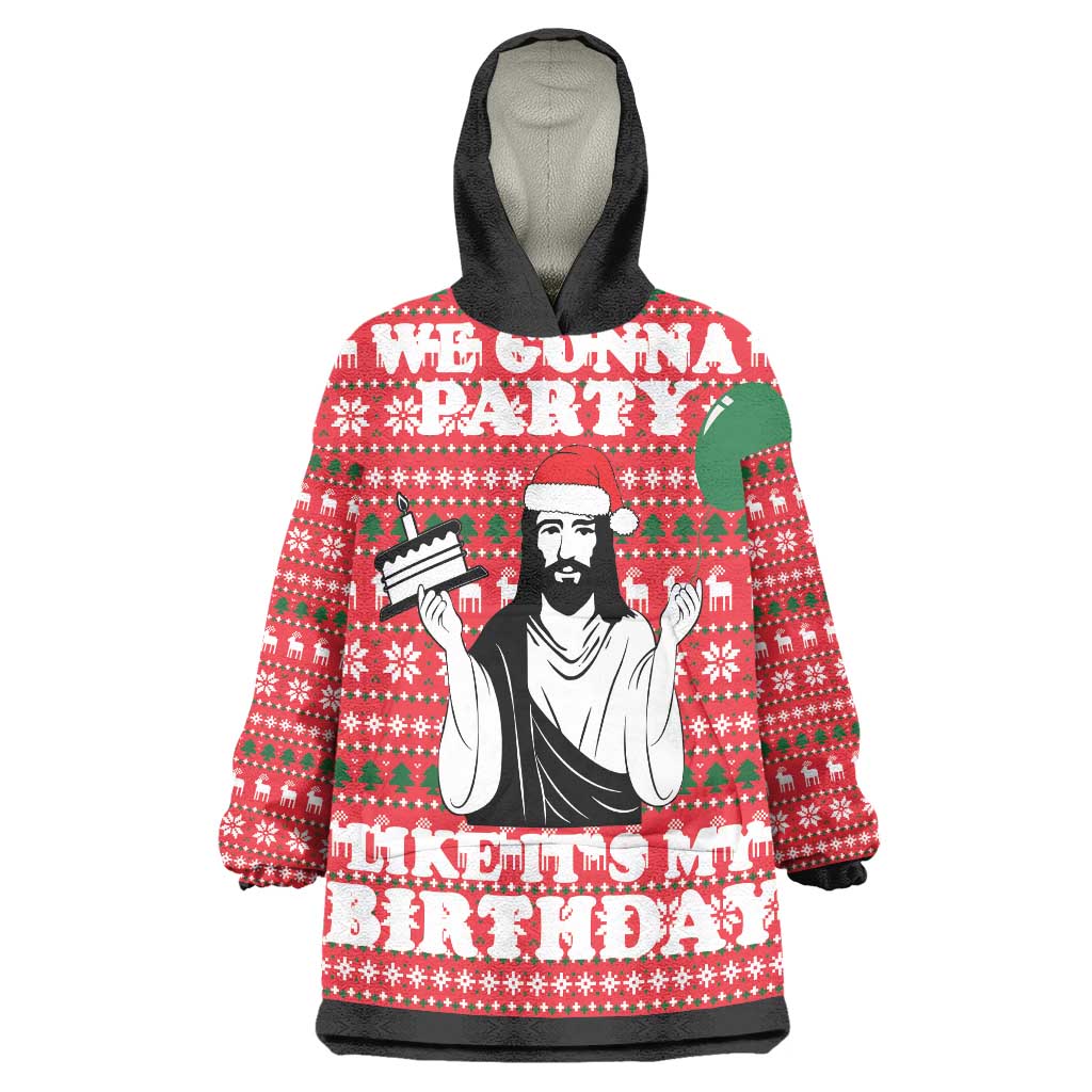Christian Party Wearable Blanket Hoodie God Christmas It's My Birthday - Wonder Print Shop