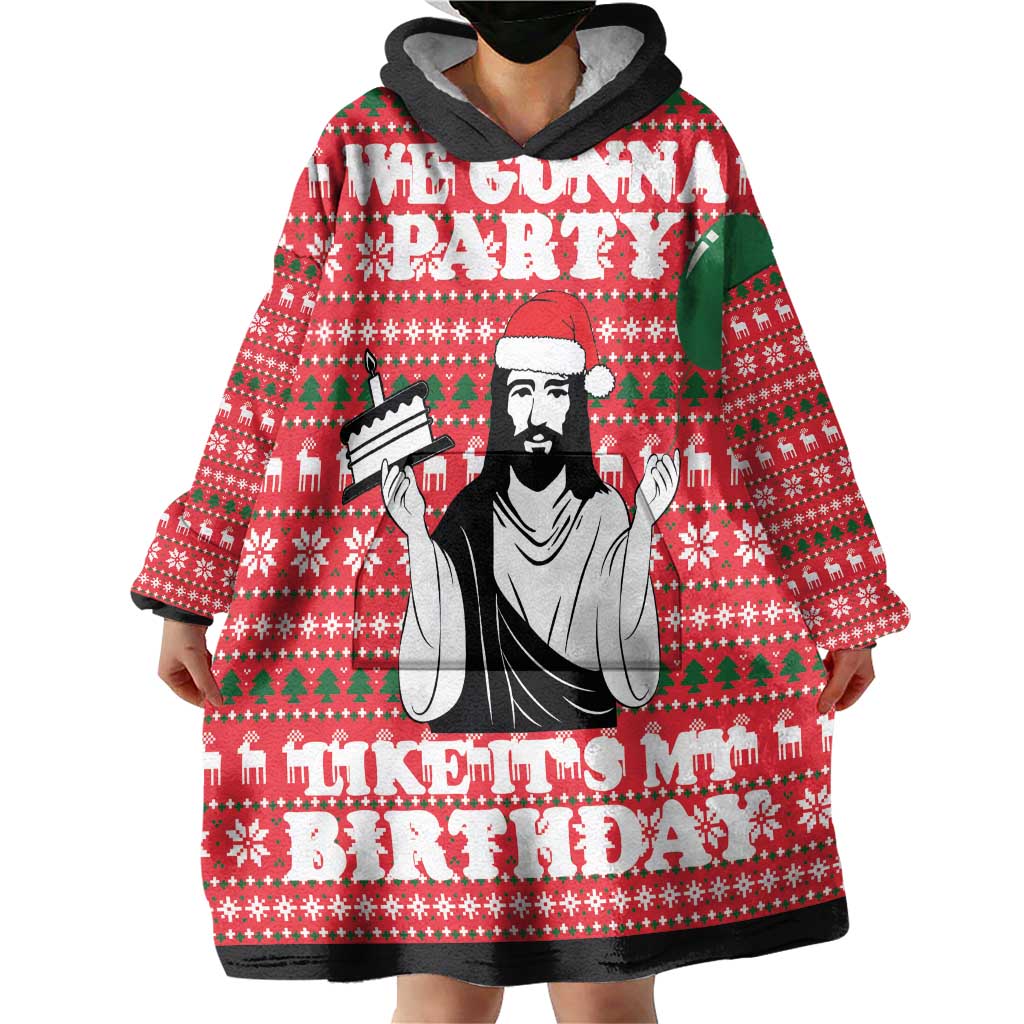 Christian Party Wearable Blanket Hoodie God Christmas It's My Birthday - Wonder Print Shop