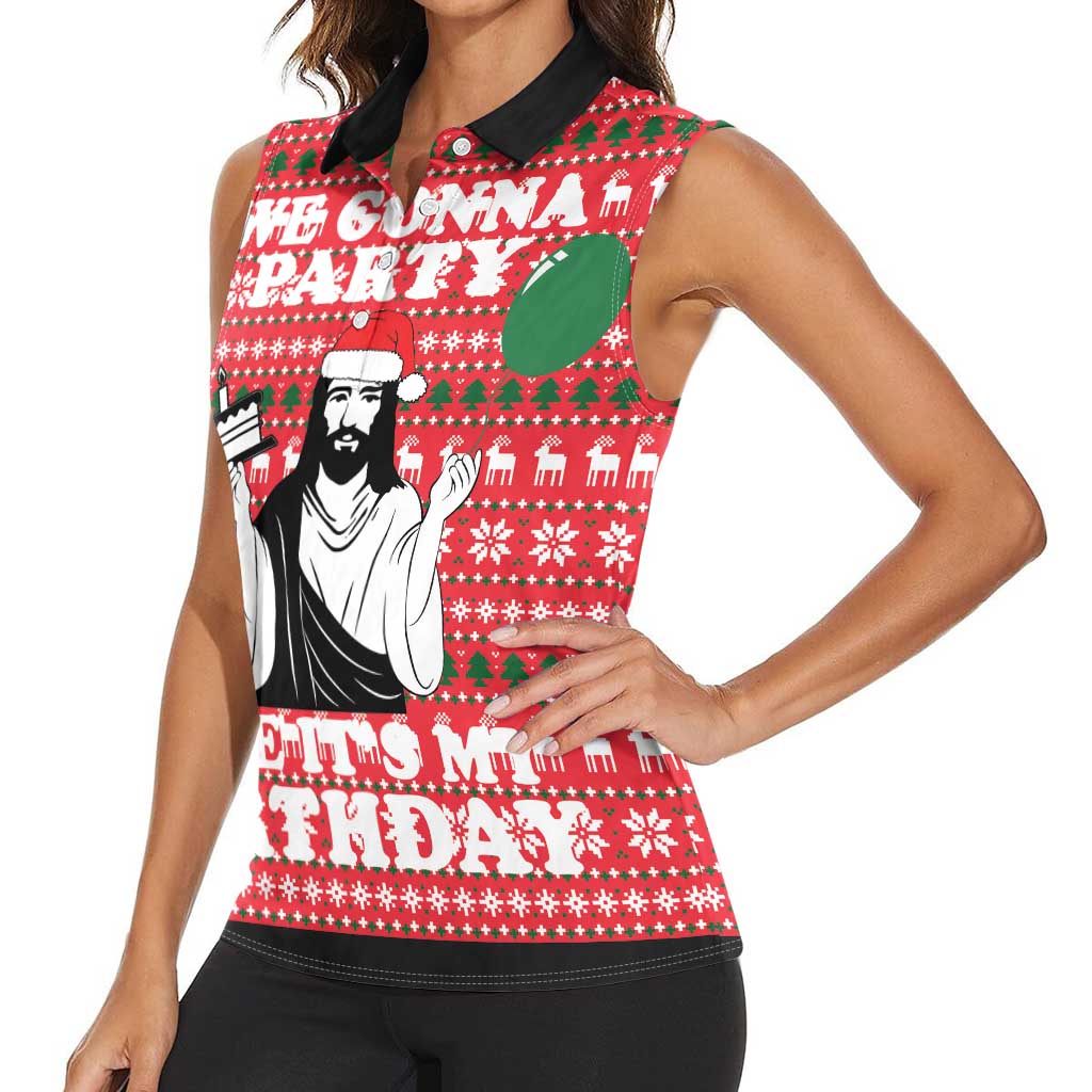 Christian Party Women Sleeveless Polo Shirt God Christmas It's My Birthday - Wonder Print Shop