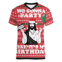 Christian Party Women V-Neck T-Shirt God Christmas It's My Birthday - Wonder Print Shop