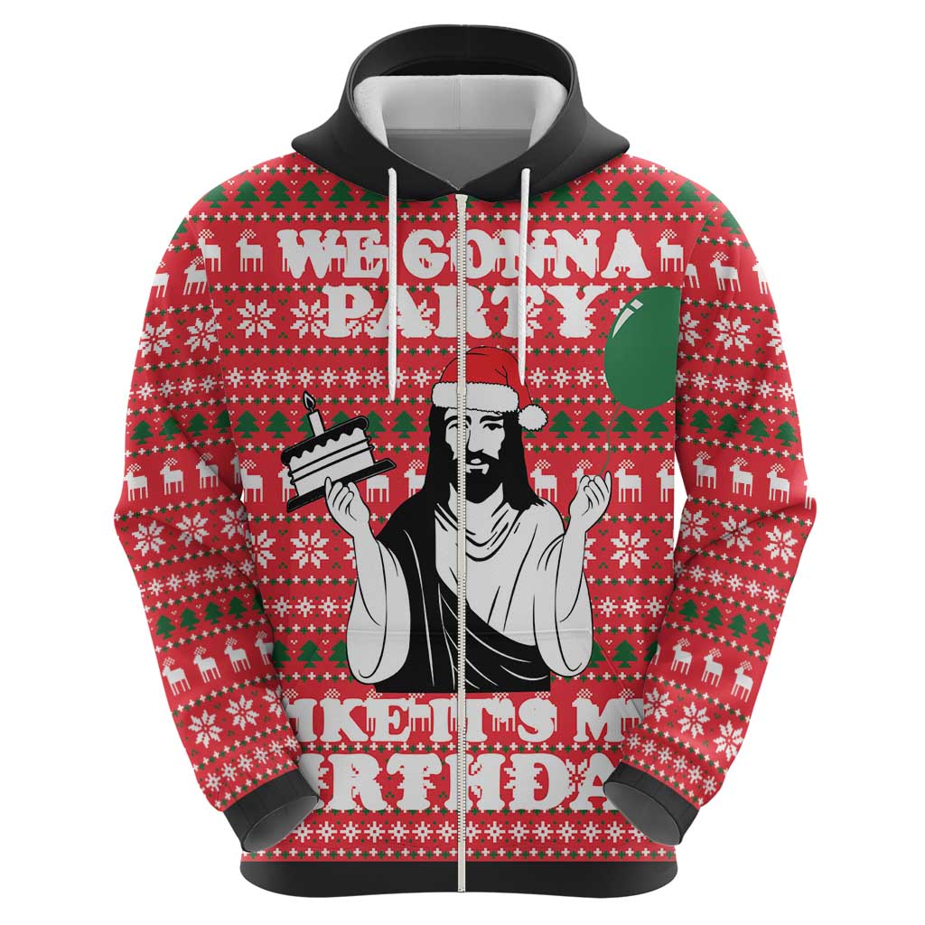Christian Party Zip Hoodie God Christmas It's My Birthday - Wonder Print Shop