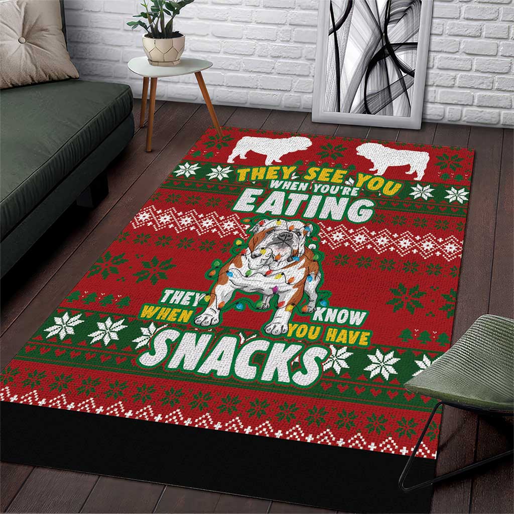 Bulldog Snacks Christmas Area Rug They Know You Have Snacks - Wonder Print Shop