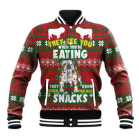 Bulldog Snacks Christmas Baseball Jacket They Know You Have Snacks - Wonder Print Shop