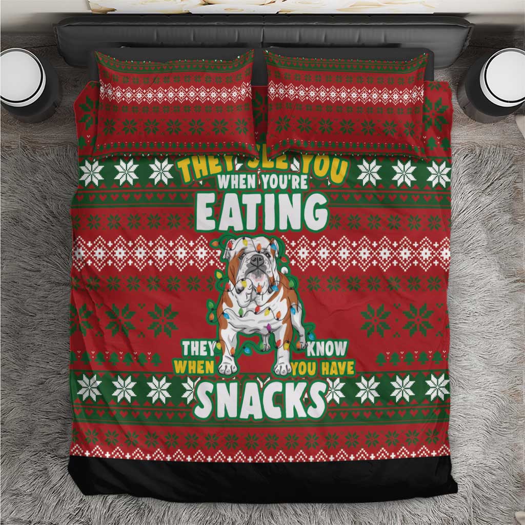 Bulldog Snacks Christmas Bedding Set They Know You Have Snacks - Wonder Print Shop