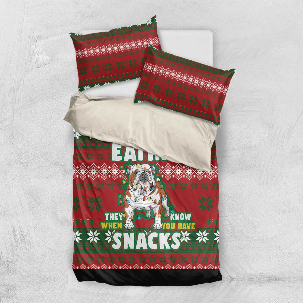 Bulldog Snacks Christmas Bedding Set They Know You Have Snacks - Wonder Print Shop