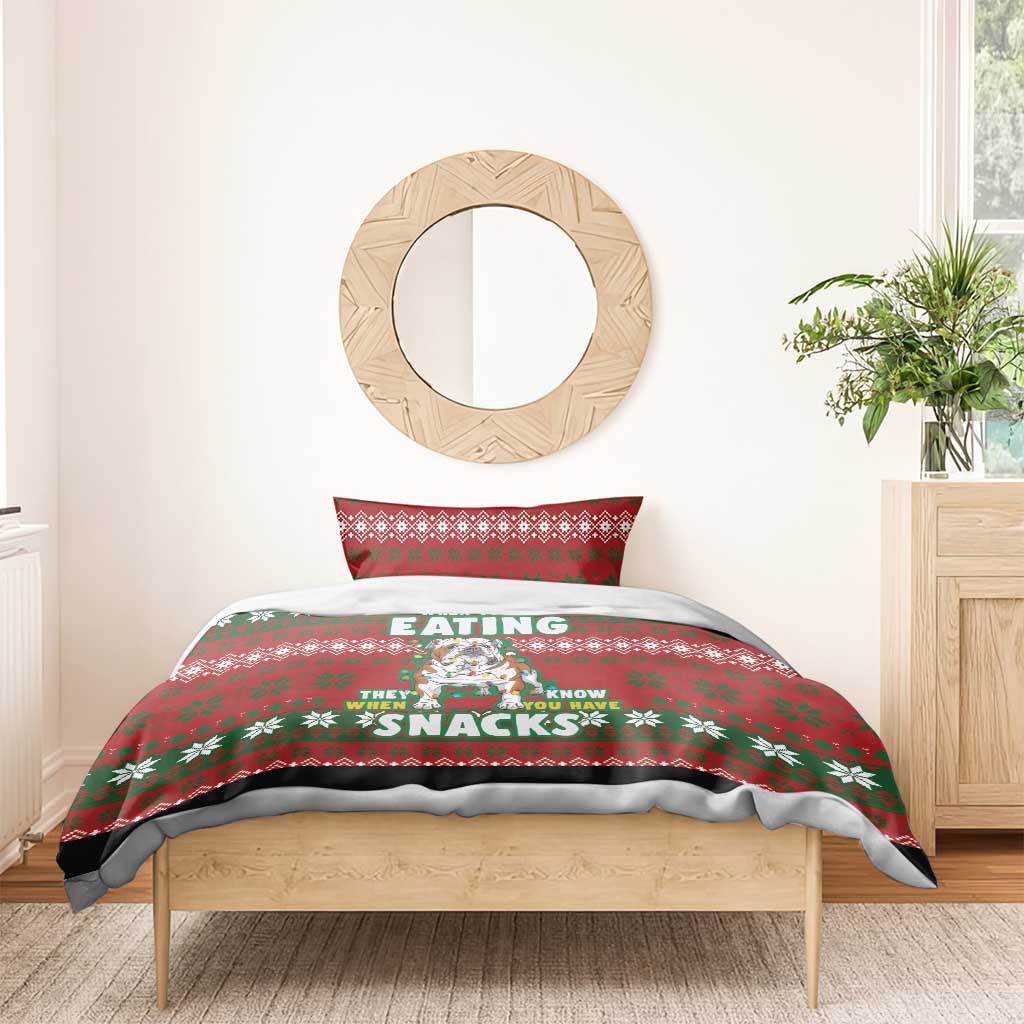 Bulldog Snacks Christmas Bedding Set They Know You Have Snacks - Wonder Print Shop