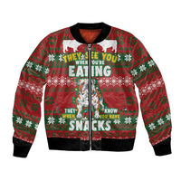 Bulldog Snacks Christmas Bomber Jacket They Know You Have Snacks - Wonder Print Shop