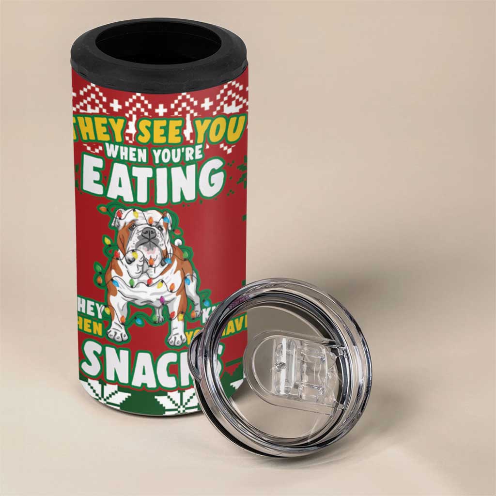 Bulldog Snacks Christmas 4 in 1 Can Cooler Tumbler They Know You Have Snacks - Wonder Print Shop