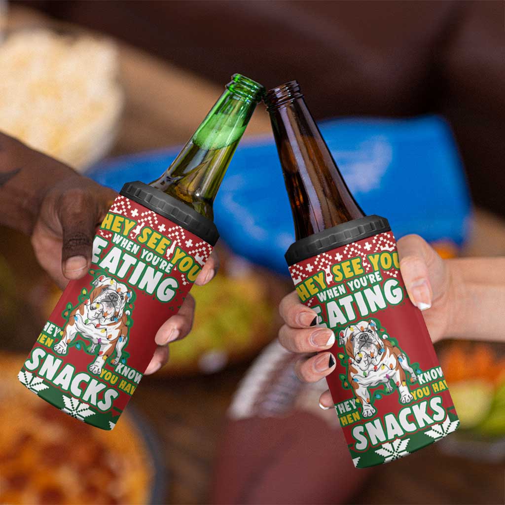 Bulldog Snacks Christmas 4 in 1 Can Cooler Tumbler They Know You Have Snacks - Wonder Print Shop